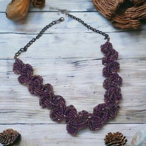 Purple Beaded Sparkle Women Necklace Jewelry 20 to 22 Inch Length Gem Costume